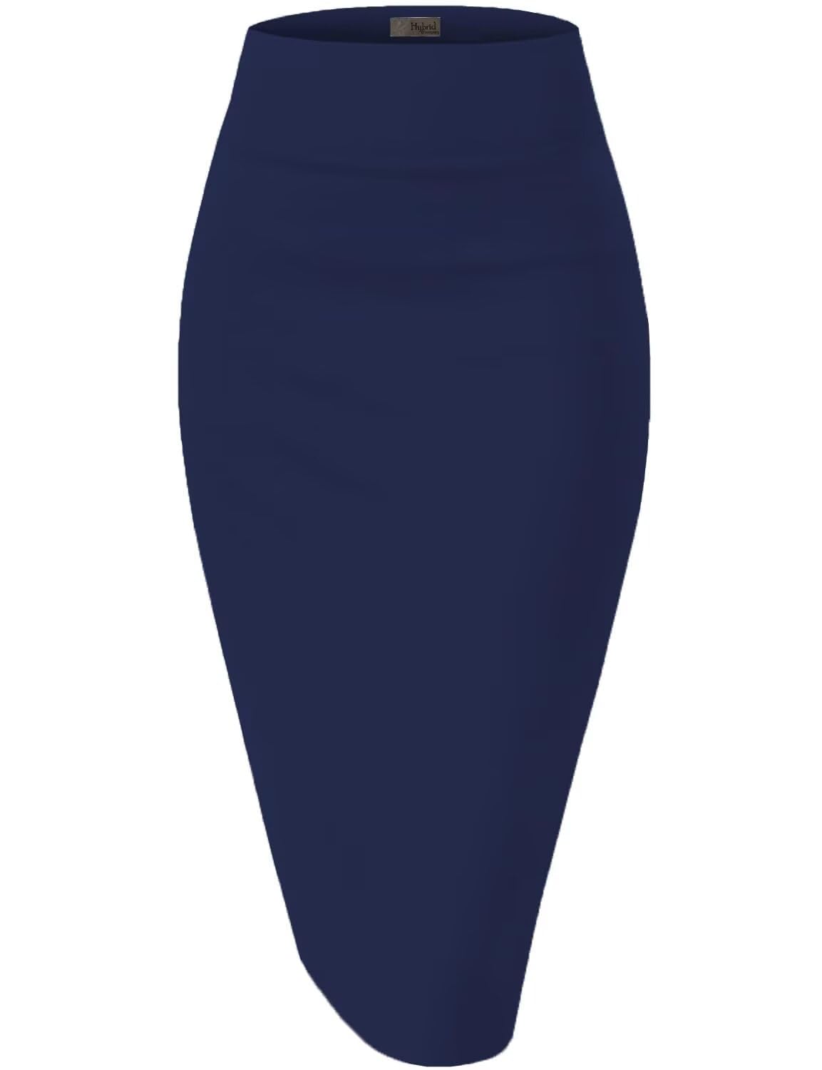 Women's Premium Ponte Stretch High-Waist Pencil Skirt – Below Knee