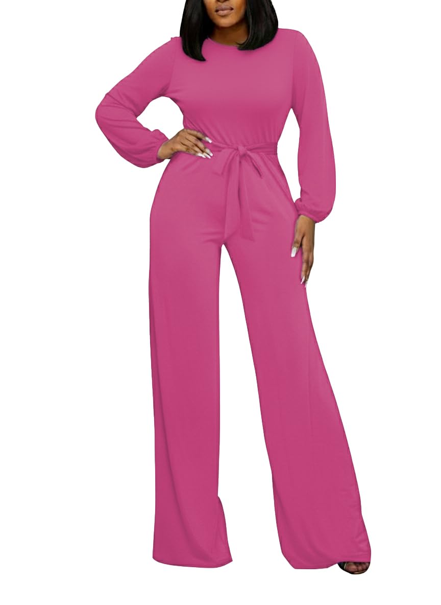 BessCops Womens Loose Short Sleeve Belted Wide Leg Pant Romper Jumpsuit Casual Business One Piece Outfits