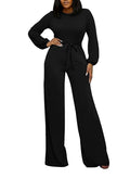 BessCops Womens Loose Short Sleeve Belted Wide Leg Pant Romper Jumpsuit Casual Business One Piece Outfits