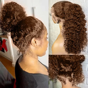 Stylish 250% Density Invisi Strap 360 Full HD Lace Wig – Chocolate Brown Deep Wave Perfection for glamorous looks.