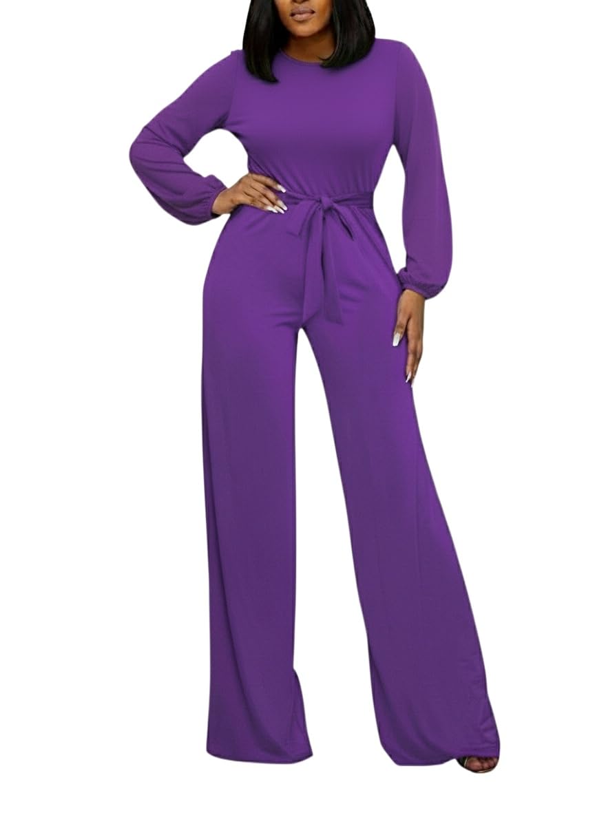 BessCops Womens Loose Short Sleeve Belted Wide Leg Pant Romper Jumpsuit Casual Business One Piece Outfits