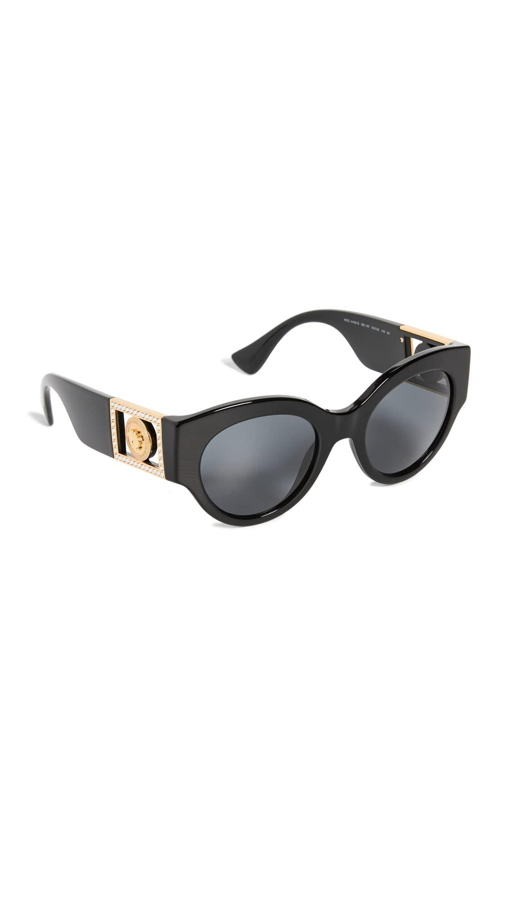 Versace VE4438B Round Sunglasses – Black Frame Grey Lens