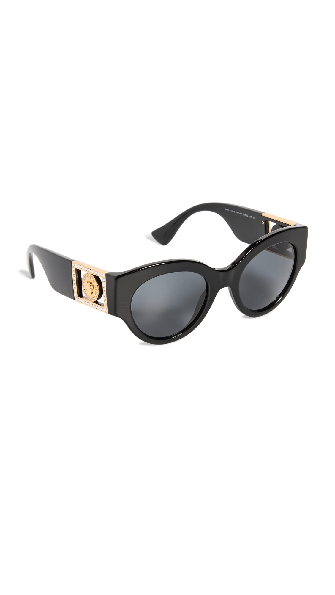 Versace VE4438B Round Sunglasses – Black Frame Grey Lens