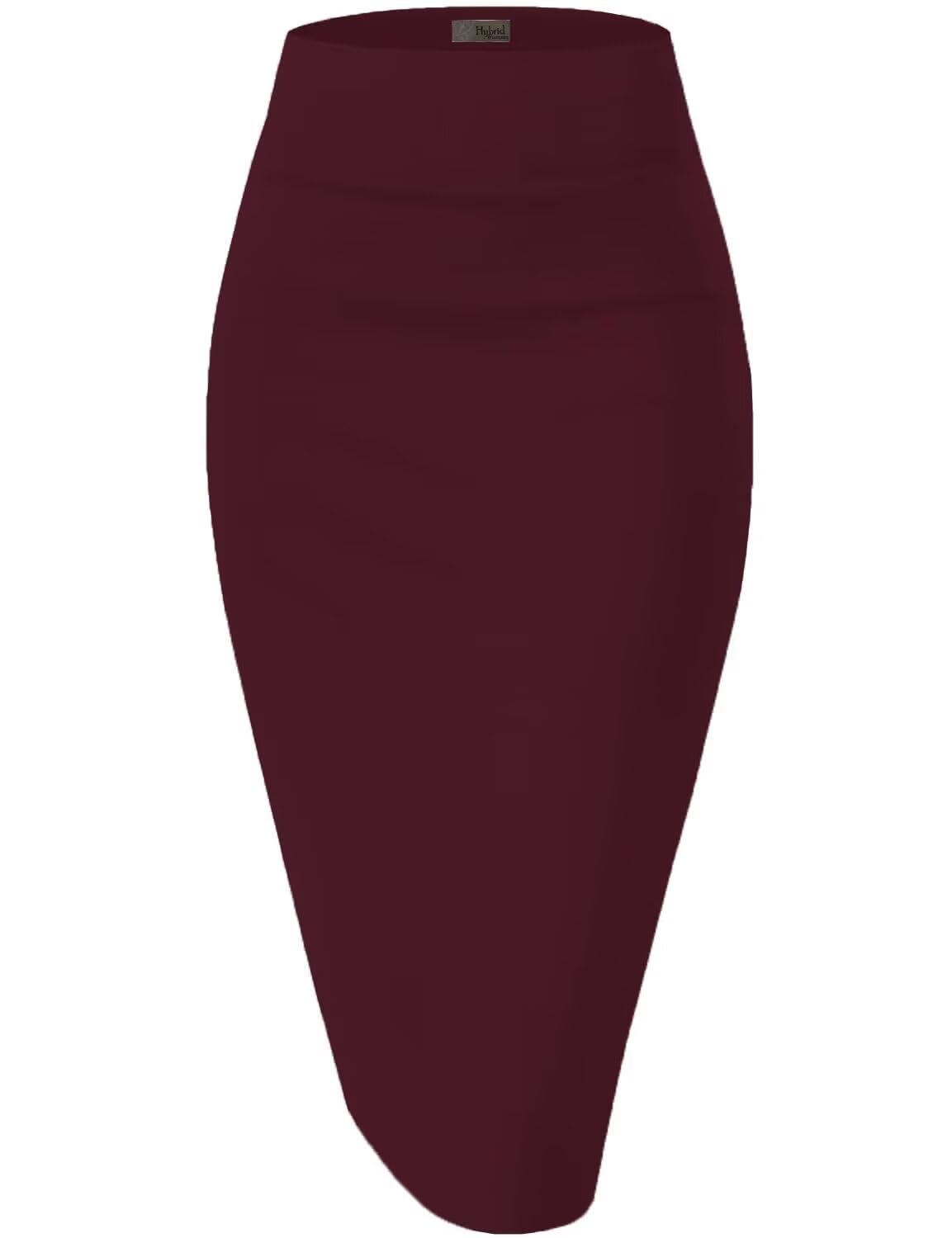 Women's Premium Ponte Stretch High-Waist Pencil Skirt – Below Knee
