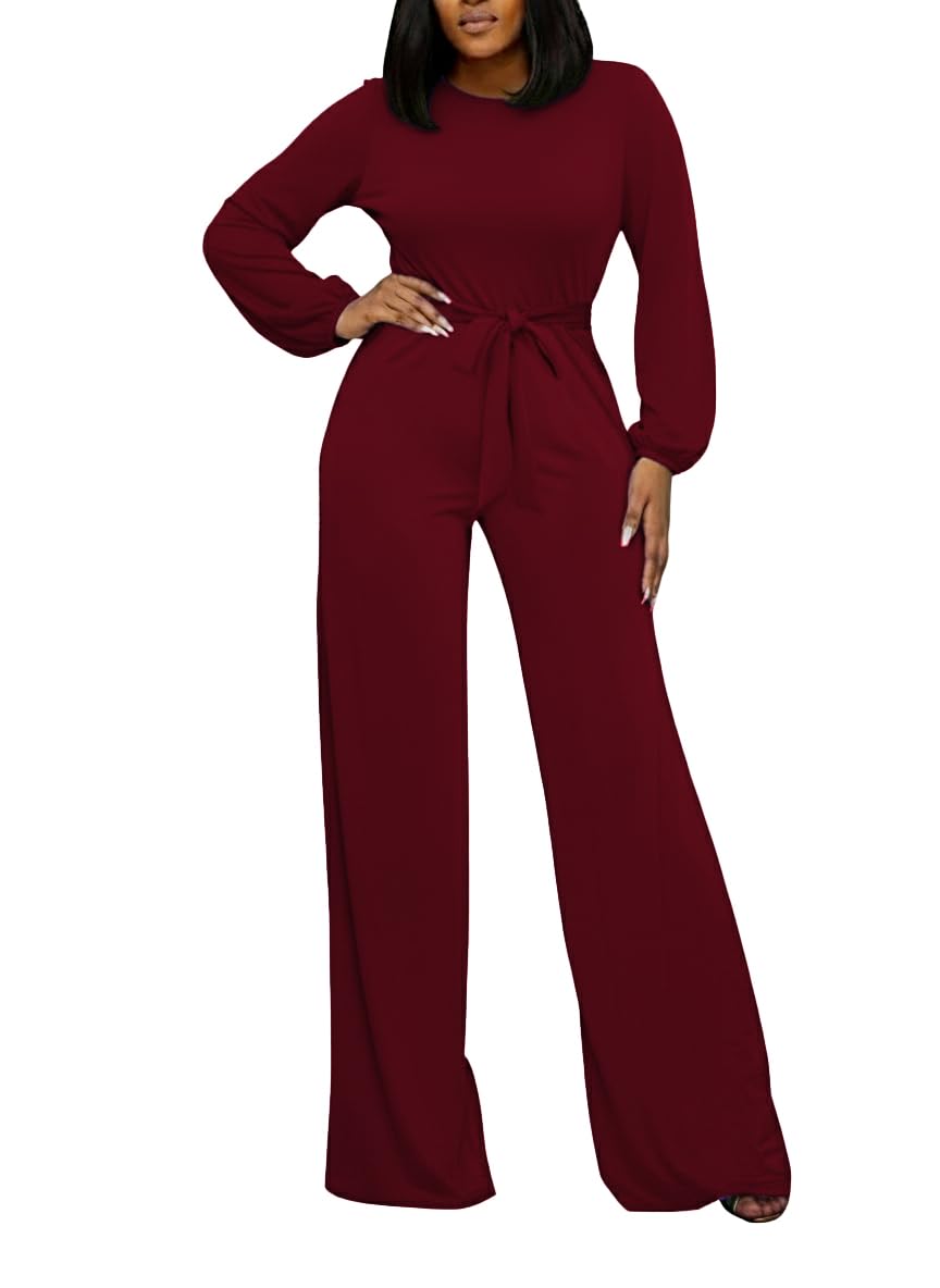 BessCops Womens Loose Short Sleeve Belted Wide Leg Pant Romper Jumpsuit Casual Business One Piece Outfits