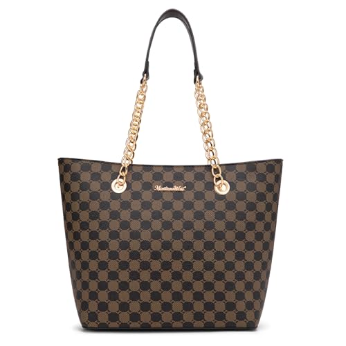 Montana West Women's Chain Top-Handle Tote Bag | Large Capacity Vegan Leather Handbag | 90-Day Warranty