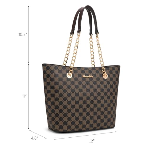 Montana West Chain Top-Handle Tote Bag Large Capacity Vegan Leather