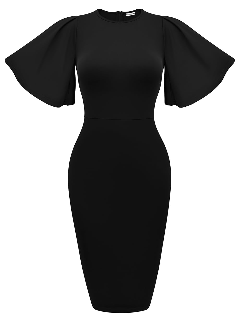 Women's Ruffle Sleeve Bodycon Midi Dress – Short Sleeve Pencil Dress