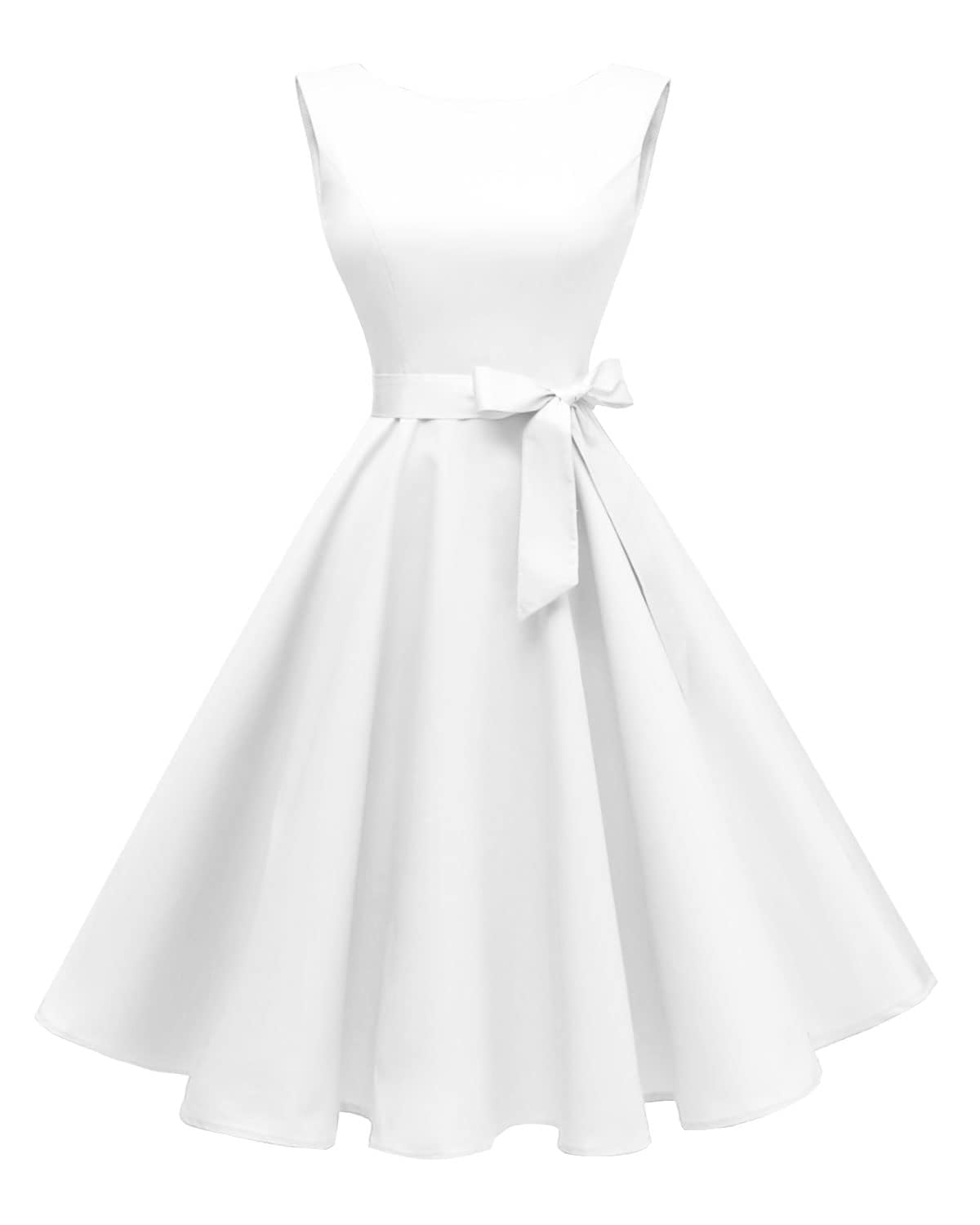 Women's Boatneck Sleeveless Swing Vintage 1950s Cocktail Dress