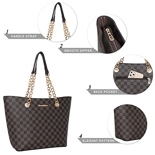 Montana West Chain Top-Handle Tote Bag Large Capacity Vegan Leather