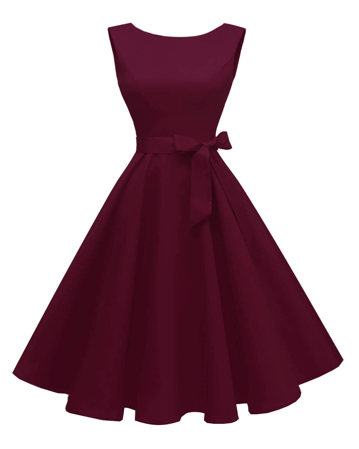Women's Boatneck Sleeveless Swing Vintage 1950s Cocktail Dress