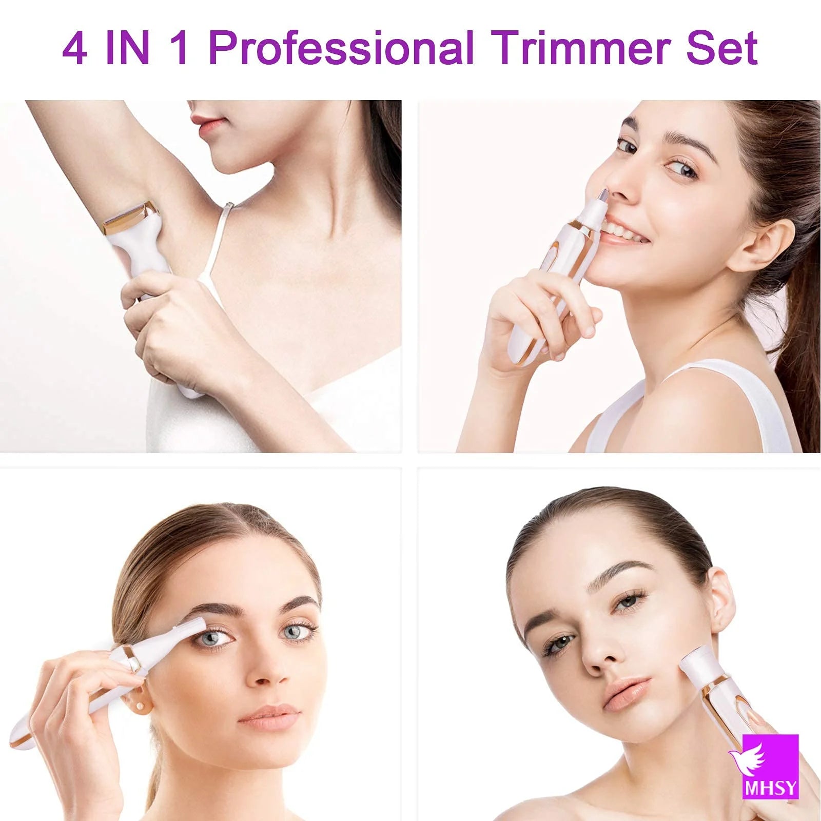 4-in-1 Electric Razor for Women – Safe, Painless & Portable Hair Removal