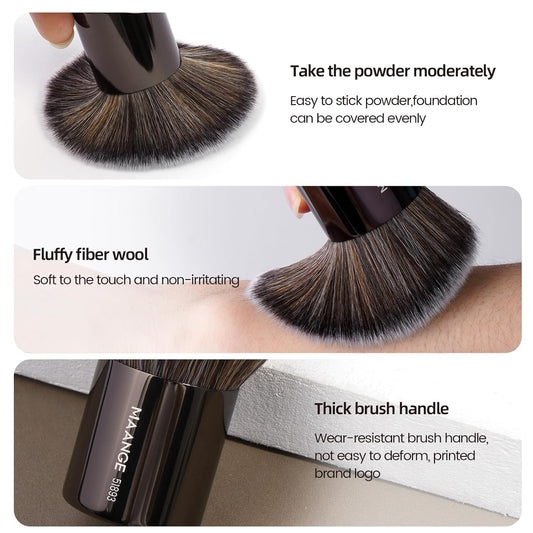 20 PCS Foundation Makeup Brush Set, Double-Ended Kabuki Contour Brush for Liquid Powder Concealer Blending Blush Face Makeup Tools (Black)