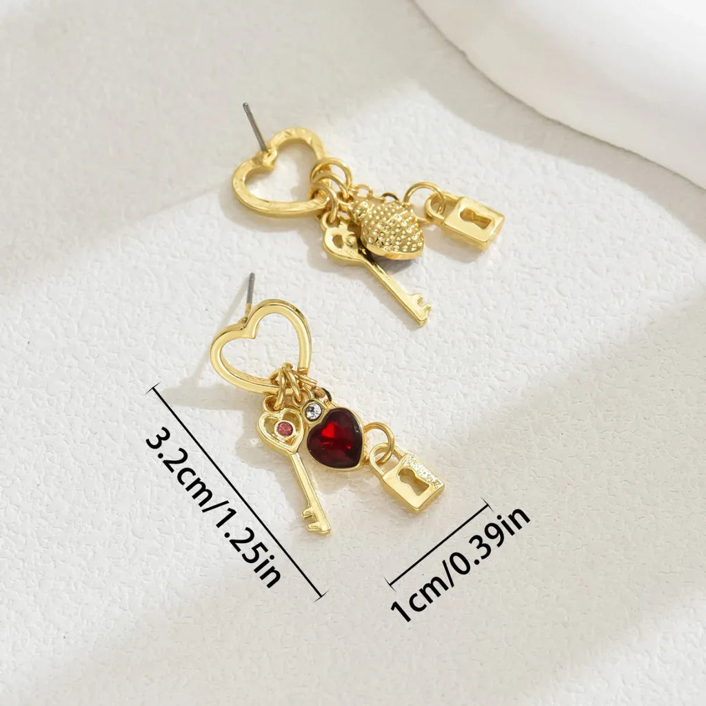 Valentine's Day Gift Luxury Love Earrings With Rhine Stone Lock Series Diamond Lock-shaped Special-interest Earrings For Women - Dazzling Beauty Solution