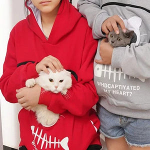 Women Hoodie Sweatshirt With Cat Pet Pocket Design Long Sleeve Sweater Cat Outfit - Dazzling Beauty Solution