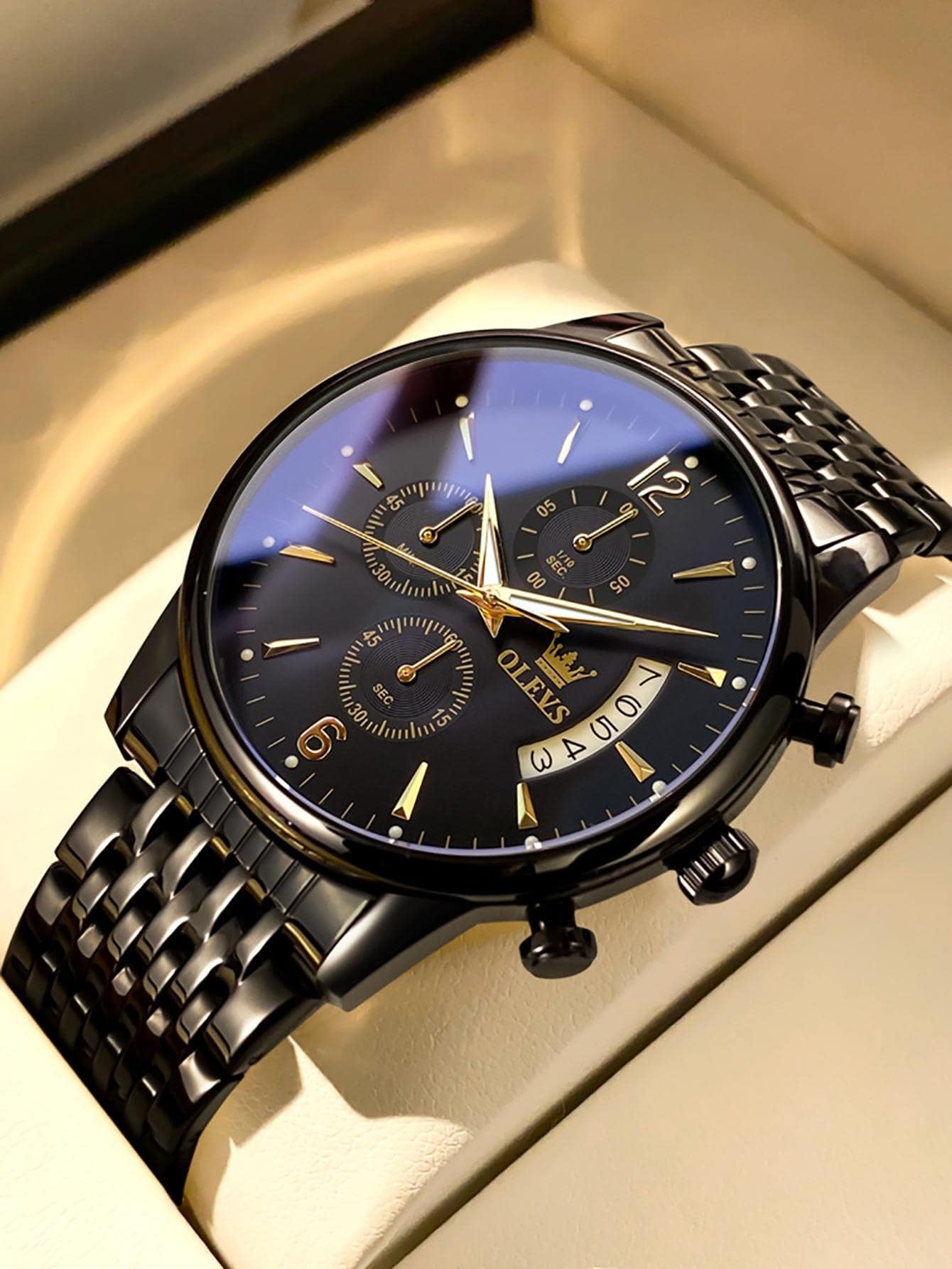 OLEVS. OLEVS Mens Watch Analog Quartz Movement Business Stainless Steel Waterproof Luminous Chronograph Day Date Luxury Dress Business Big Face Rome Number Diamond Dial Male Wrist Watches 2867