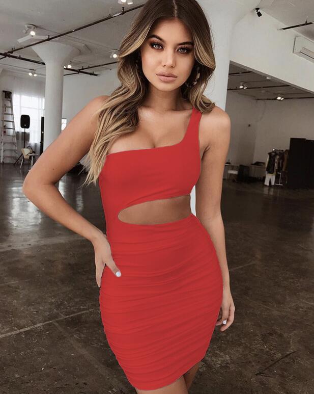 Slim One-shoulder Short Dress Sexy Fashion Hollow Mini Dresses For Women - Dazzling Beauty Solution