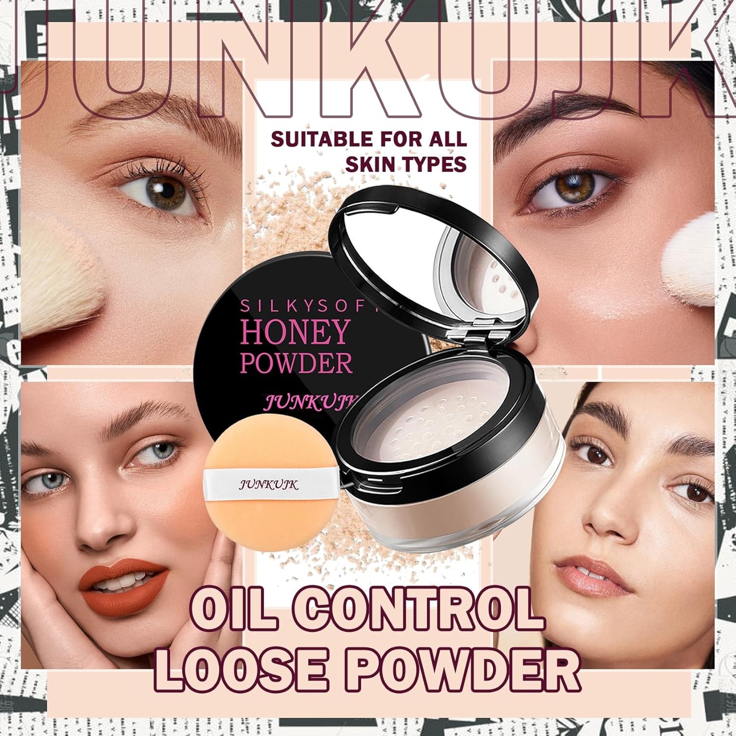 Loose Setting Powder,Lightweight Oil Control Translucent Loose Face Powder with Brush,Waterproof Long Lasting Soft Smooth Matte Face Finishing Powder for Natural Flawless Makeup