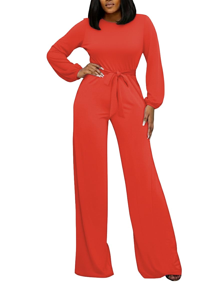 BessCops Womens Loose Short Sleeve Belted Wide Leg Pant Romper Jumpsuit Casual Business One Piece Outfits