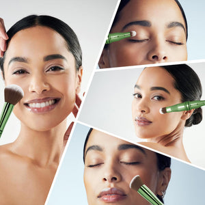 4 in 1 Makeup Brush, Travel Makeup Brush Set with Case, Mini Makeup Brushes, Powder Foundation Brush, Concealer Brush, Eyeshadow Brush, Dual Ended Makeup Brush for Liquid,Cream, Powder