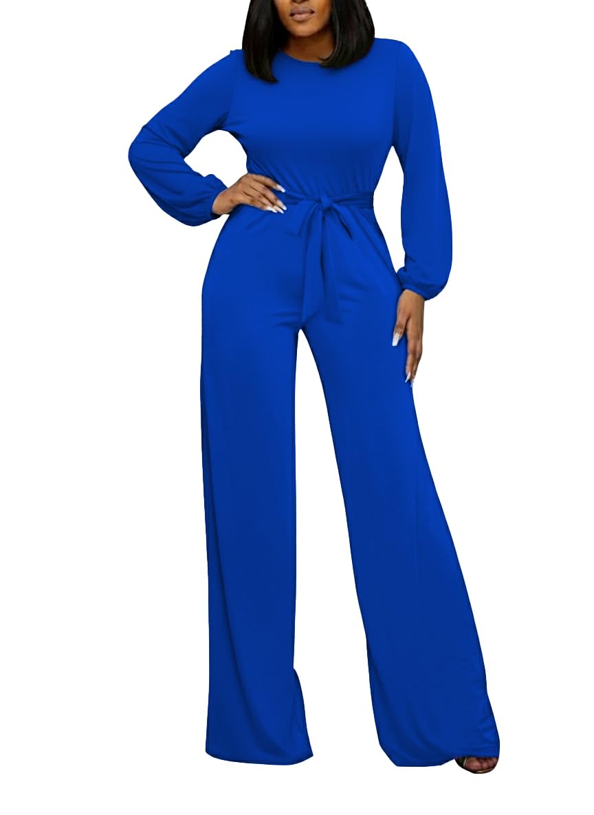 BessCops Womens Loose Short Sleeve Belted Wide Leg Pant Romper Jumpsuit Casual Business One Piece Outfits