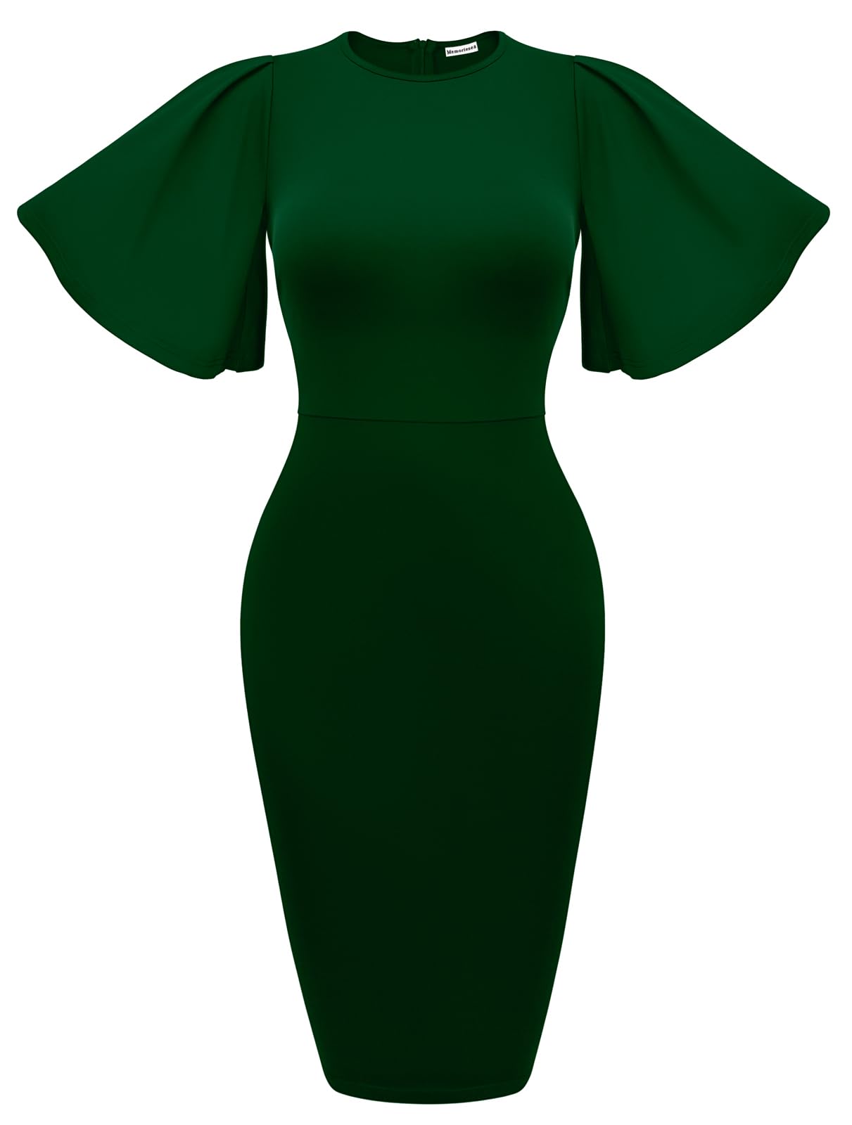 Women's Ruffle Sleeve Bodycon Midi Dress – Short Sleeve Pencil Dress