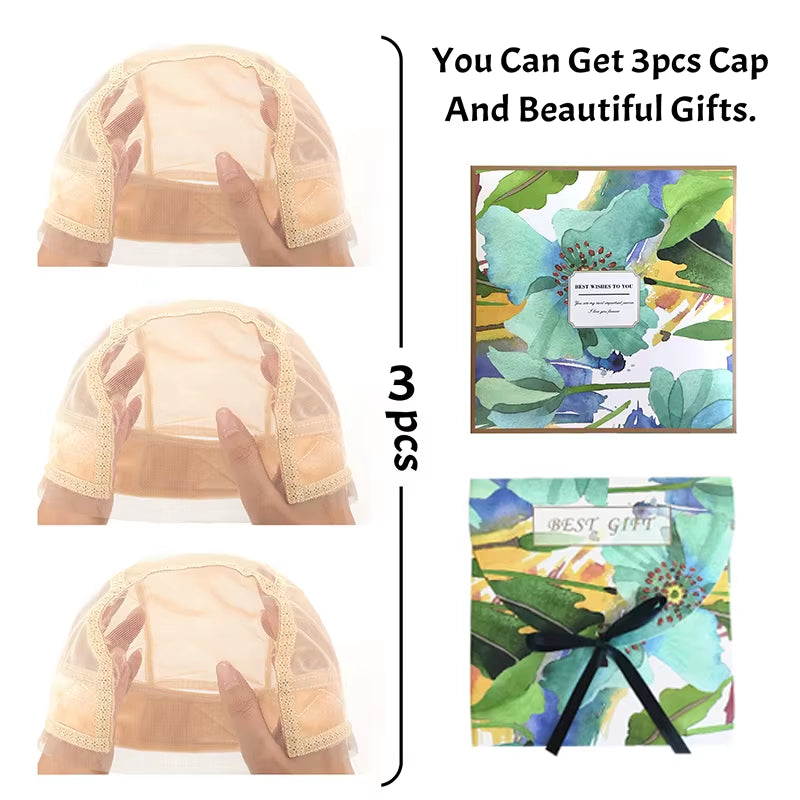 Wig Cap with Grip Band for Keeping Wigs in Place, More Full Cap-Wide Transparent Lace for Lace Front Wigs