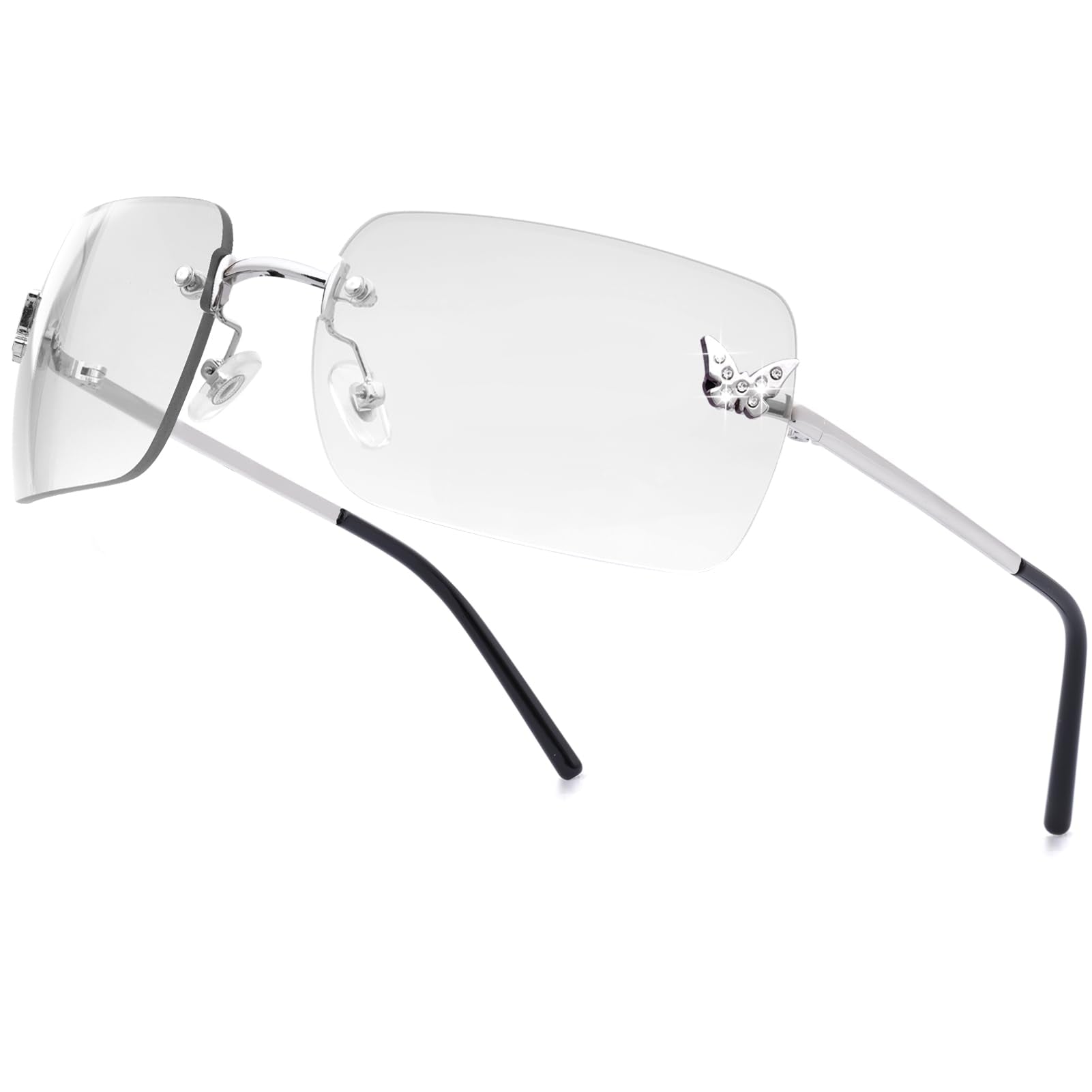 Y2K Rimless Rectangle Sunglasses | Butterfly Frameless Tinted Lens | UV400 | 6 Colors