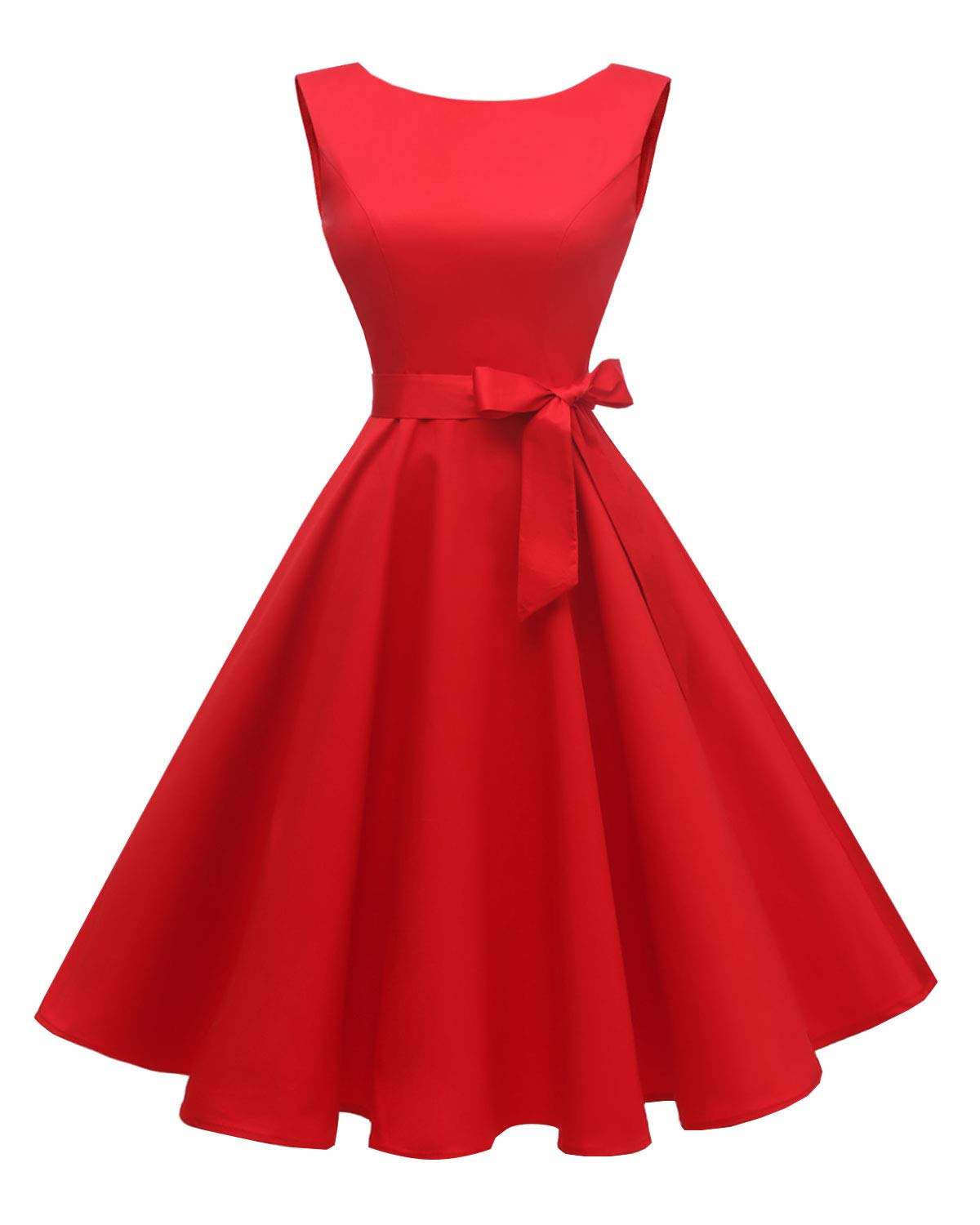 Women's Boatneck Sleeveless Swing Vintage 1950s Cocktail Dress