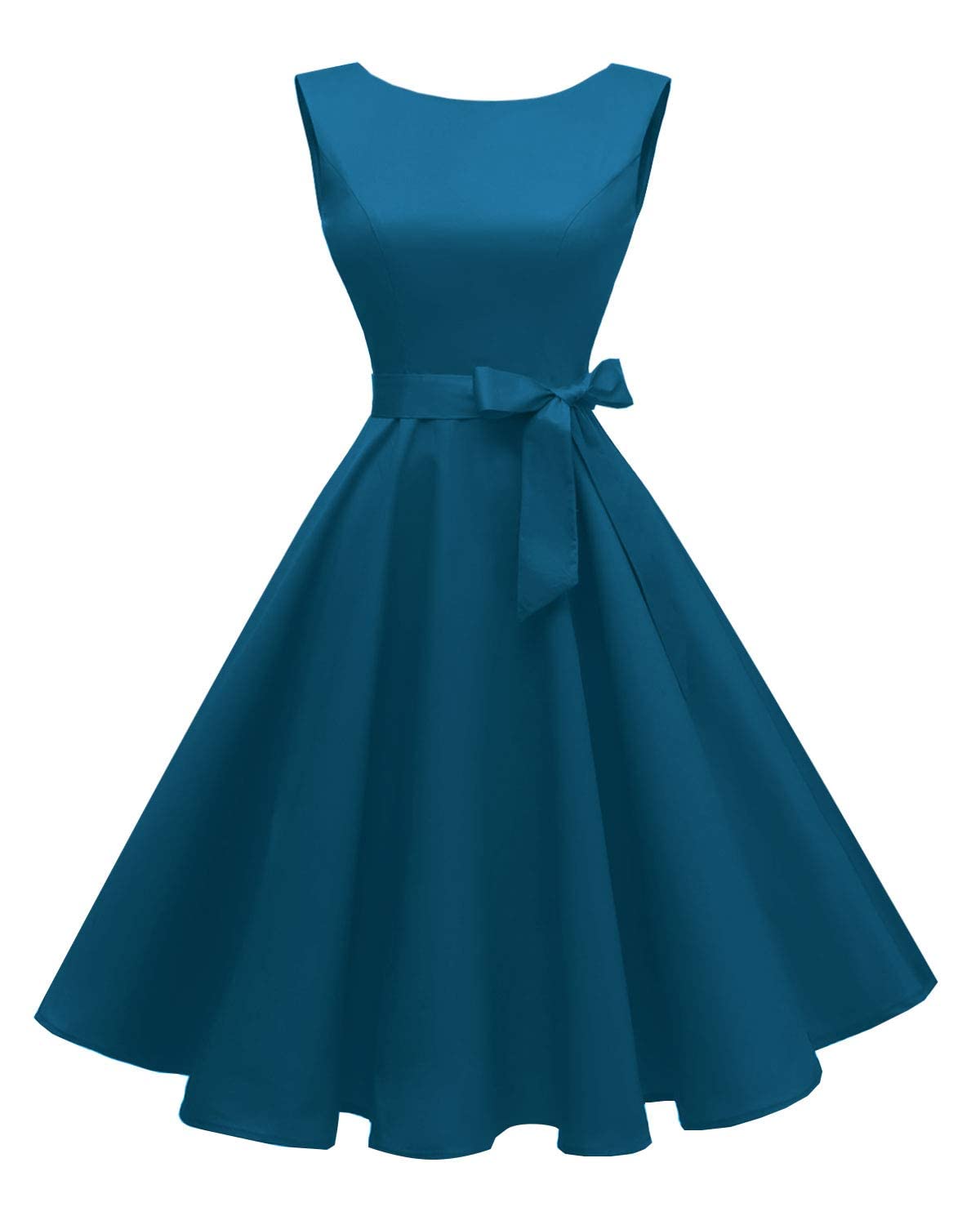 Women's Boatneck Sleeveless Swing Vintage 1950s Cocktail Dress