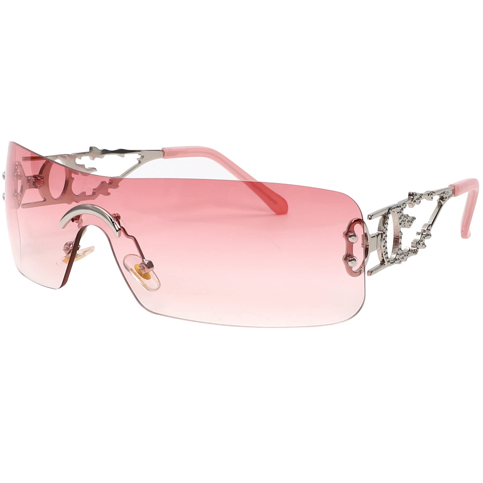 SENMARIES Rimless Y2k Sunglasses For Women Men Rectangle Vintage glasses Fashion Flame Metal Sunglass Frameless Retro Eyewear