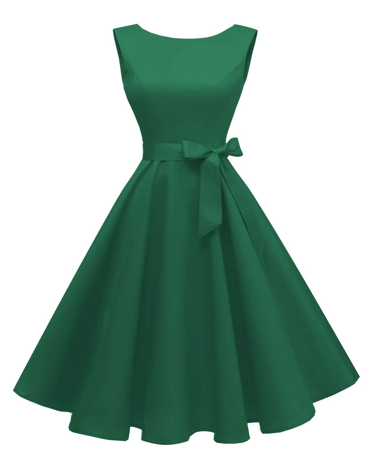 Women's Boatneck Sleeveless Swing Vintage 1950s Cocktail Dress