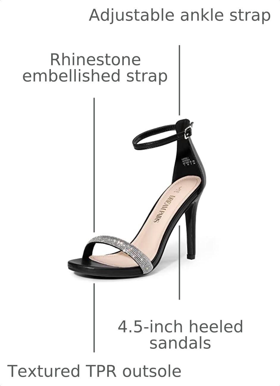 DREAM PAIRS Women's Stiletto Heels Sandals - Open Toe Ankle Strap High Heels