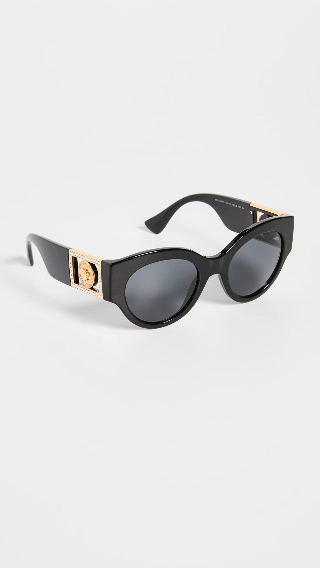 Versace VE4438B Round Sunglasses – Black Frame Grey Lens