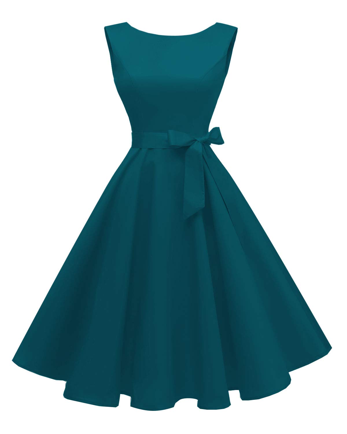 Women's Boatneck Sleeveless Swing Vintage 1950s Cocktail Dress