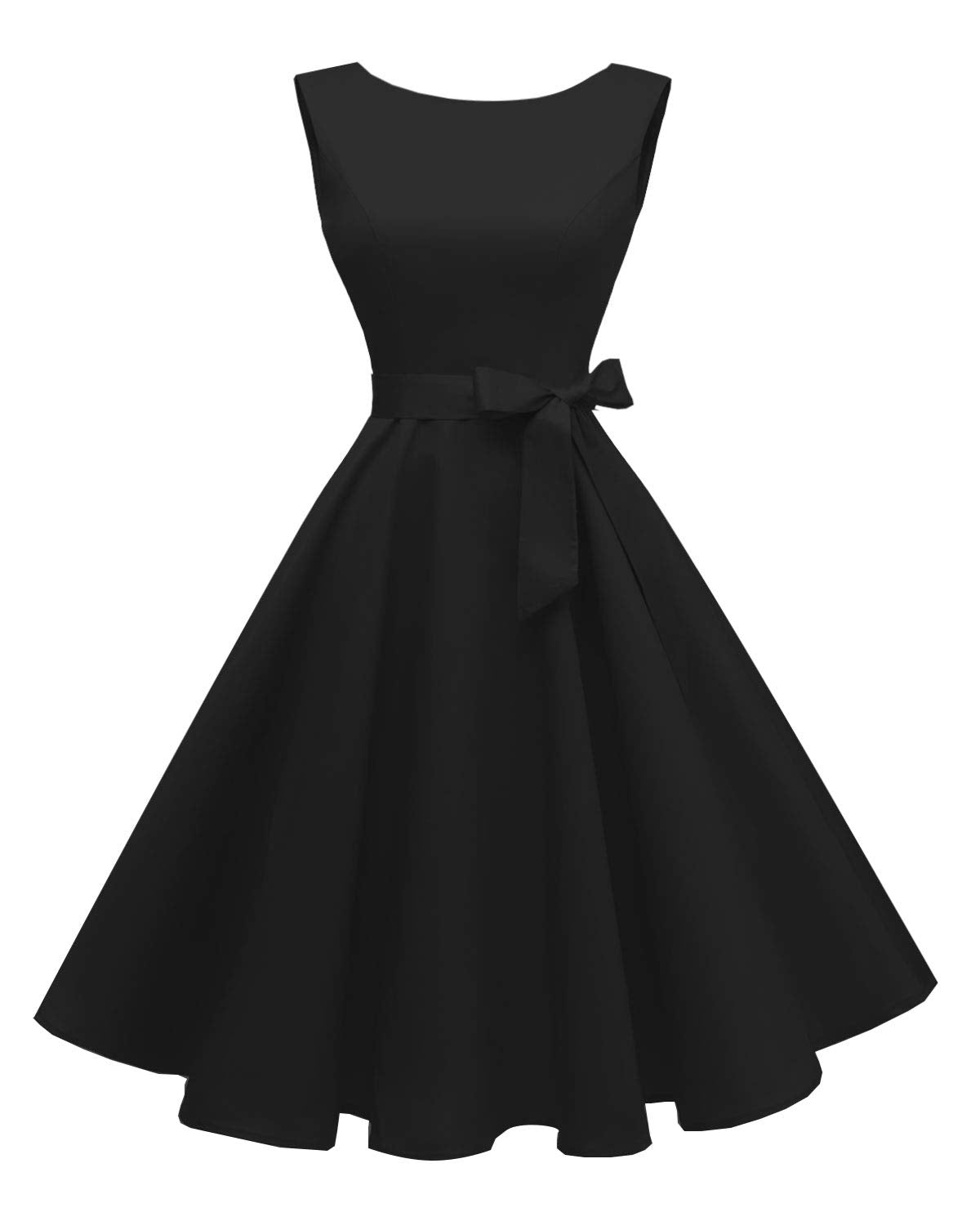 Women's Boatneck Sleeveless Swing Vintage 1950s Cocktail Dress