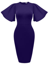 Women's Ruffle Sleeve Bodycon Midi Dress – Short Sleeve Pencil Dress