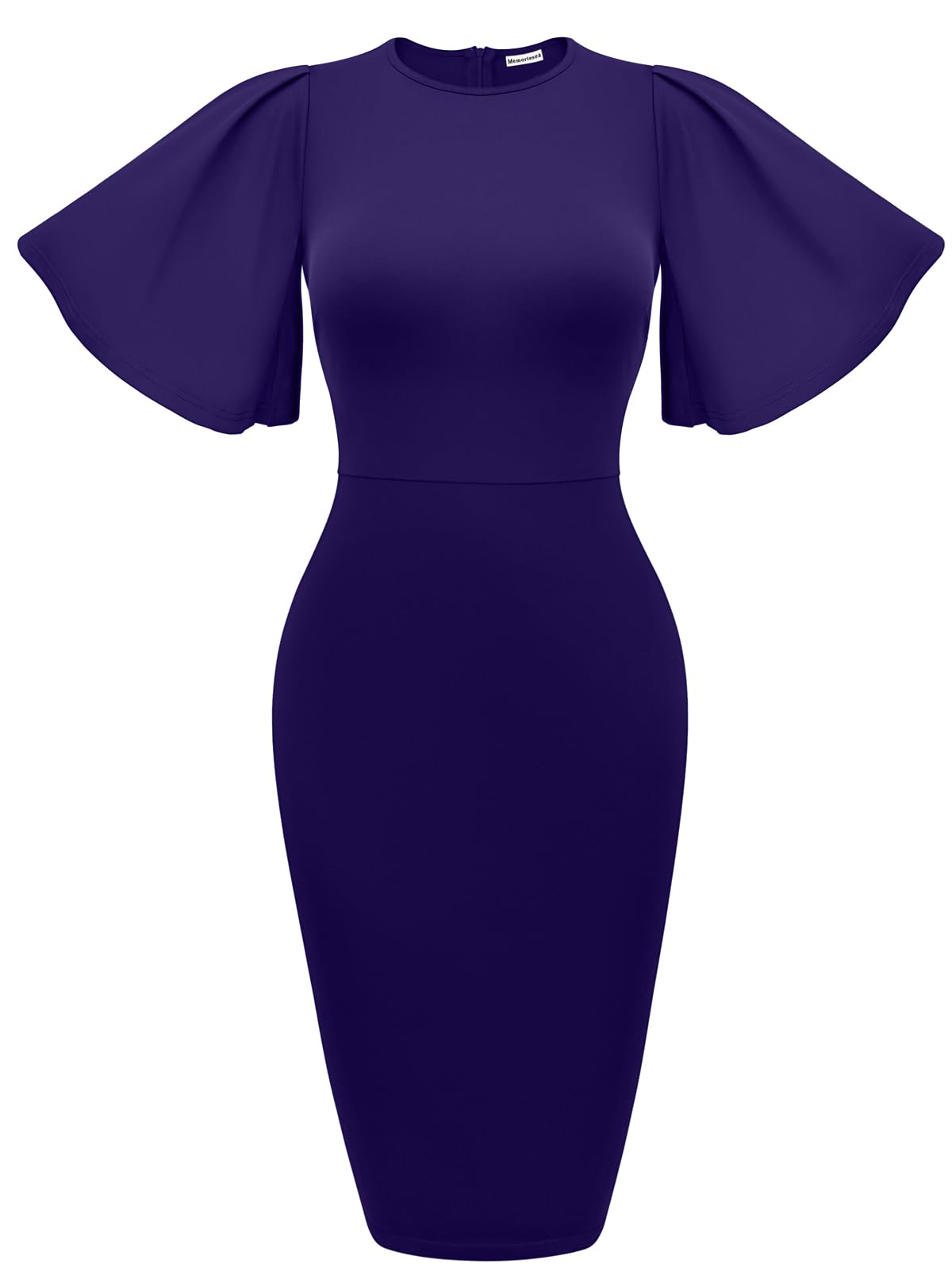 Women's Ruffle Sleeve Bodycon Midi Dress – Short Sleeve Pencil Dress