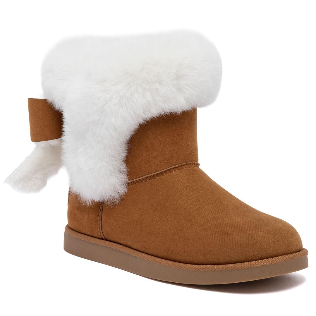Juicy Couture Women's Slip-On Winter Snow Boots | Faux Fur Lined | Warm Fashion Booties | Sizes 5–12