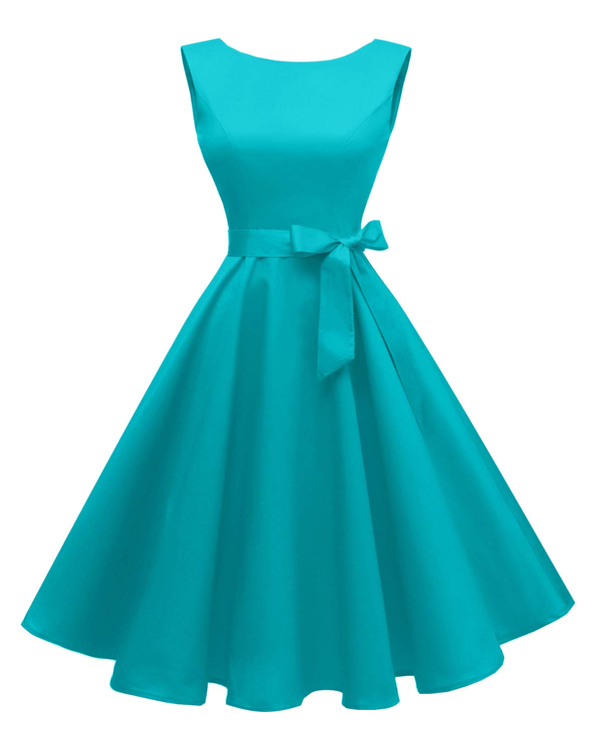 Women's Boatneck Sleeveless Swing Vintage 1950s Cocktail Dress