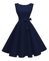 Women's Boatneck Sleeveless Swing Vintage 1950s Cocktail Dress