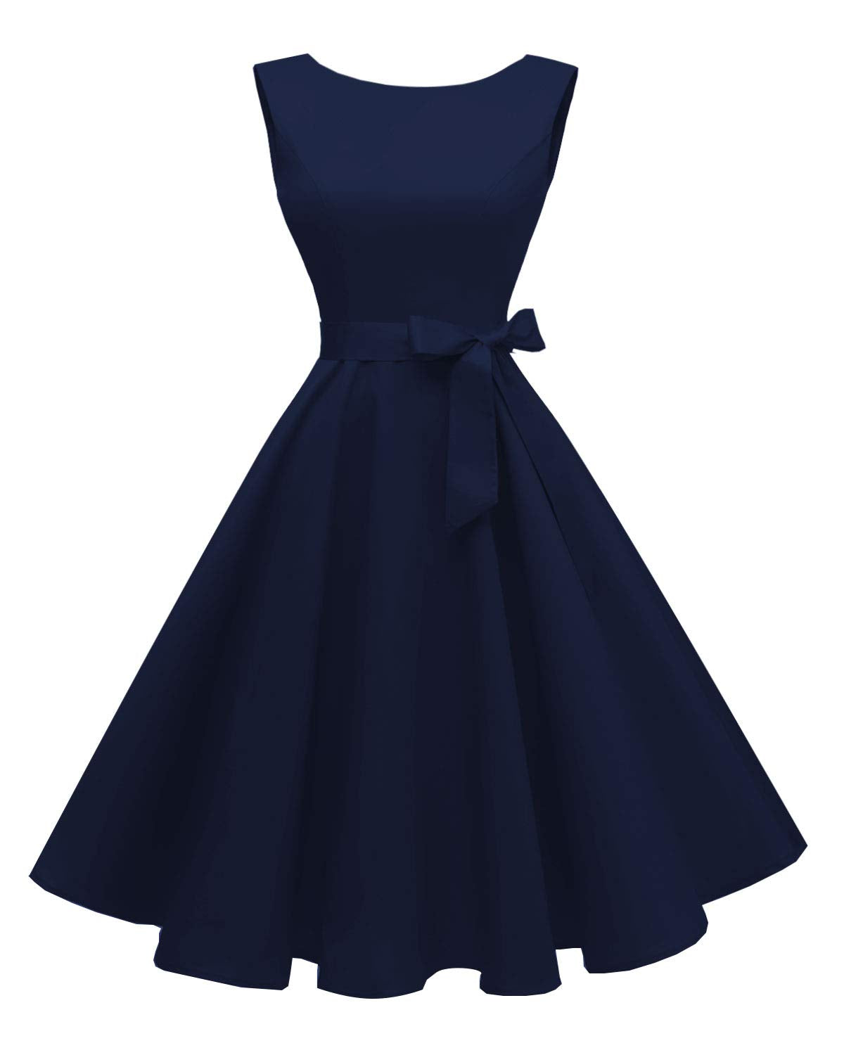Women's Boatneck Sleeveless Swing Vintage 1950s Cocktail Dress