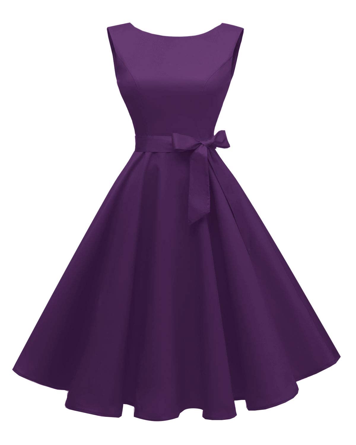 Women's Boatneck Sleeveless Swing Vintage 1950s Cocktail Dress
