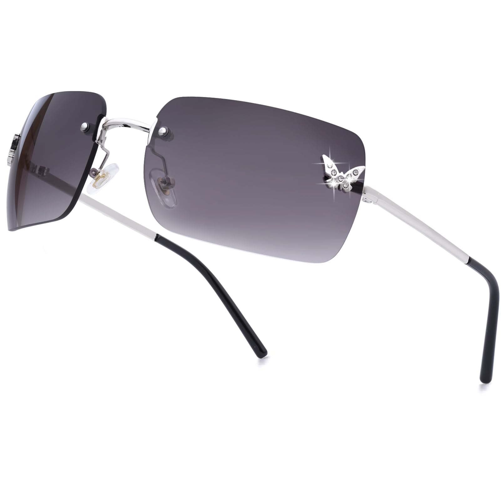 Y2K Rimless Rectangle Sunglasses | Butterfly Frameless Tinted Lens | UV400 | 6 Colors