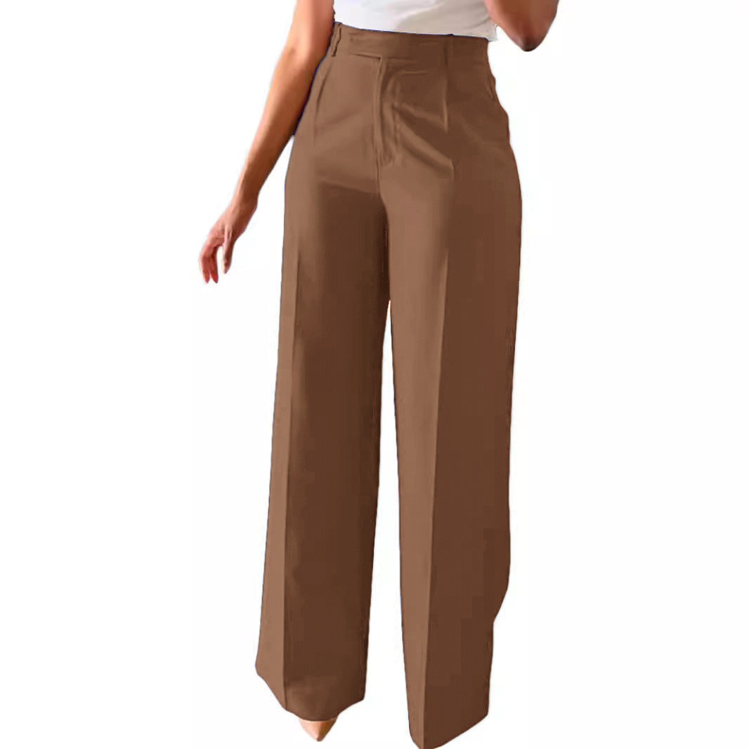 Women's High Waist Wide-Leg Pants - Straight Leg Trousers