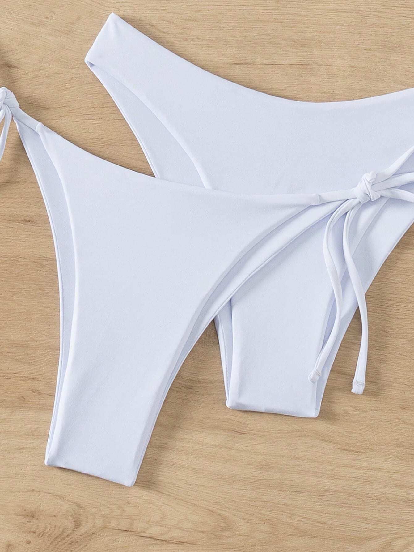 Swim Basics Summer Beach Women'S Solid Color Bikini Swimwear 3-Piece Set