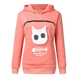 Women Hoodie Sweatshirt With Cat Pet Pocket Design Long Sleeve Sweater Cat Outfit - Dazzling Beauty Solution