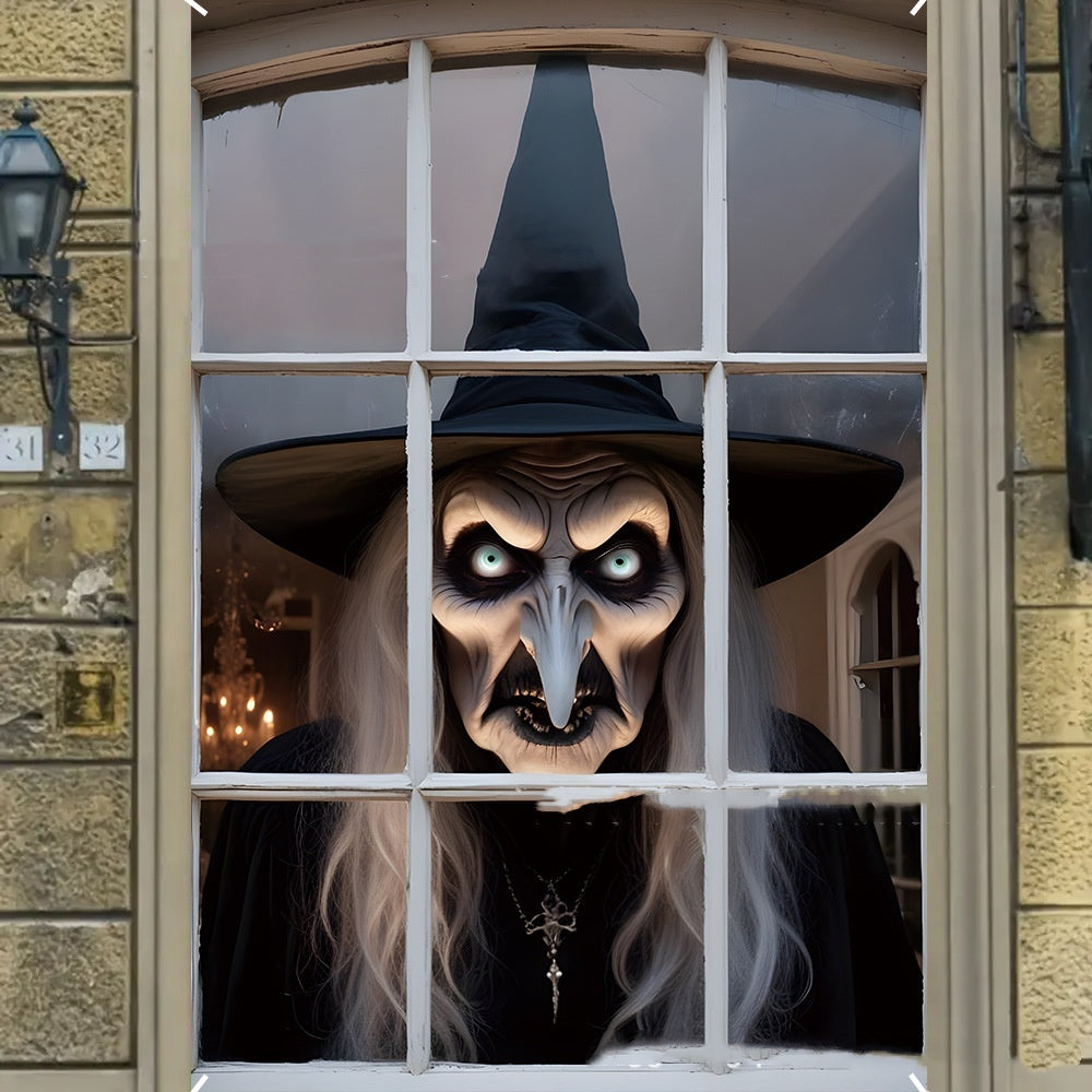 3D Holiday Window Cover Witch Halloween Window Cover - Dazzling Beauty Solution