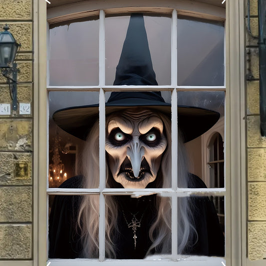 3D Holiday Window Cover Witch Halloween Window Cover - Dazzling Beauty Solution