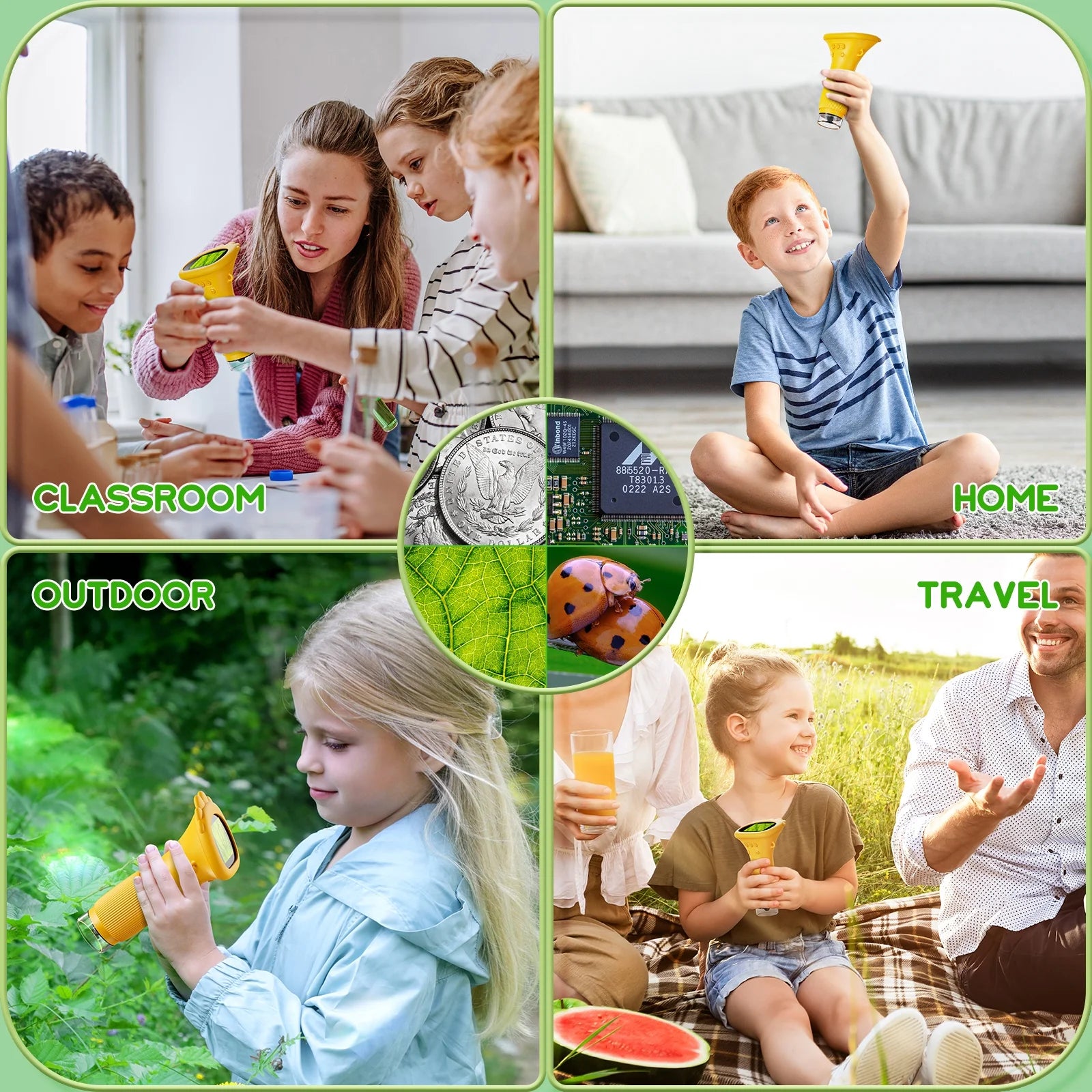 Microscope for Kids, Digital Microscope with 2'' Screen - 200X Zoom, Science Kits for Boys & Girls,